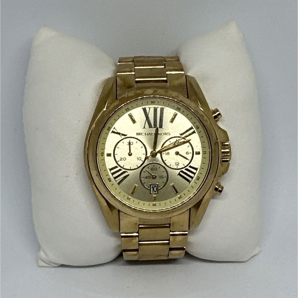 Michael Kors Bradshaw MK5605 Women Gold Stainless Steel Analog Dial Watch HME143